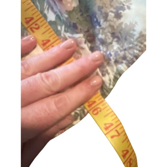 Vintage 90s En Focus Floral V Neck Lace Cottage Core Shoulder Pads Dress medium - Picture 8 of 9